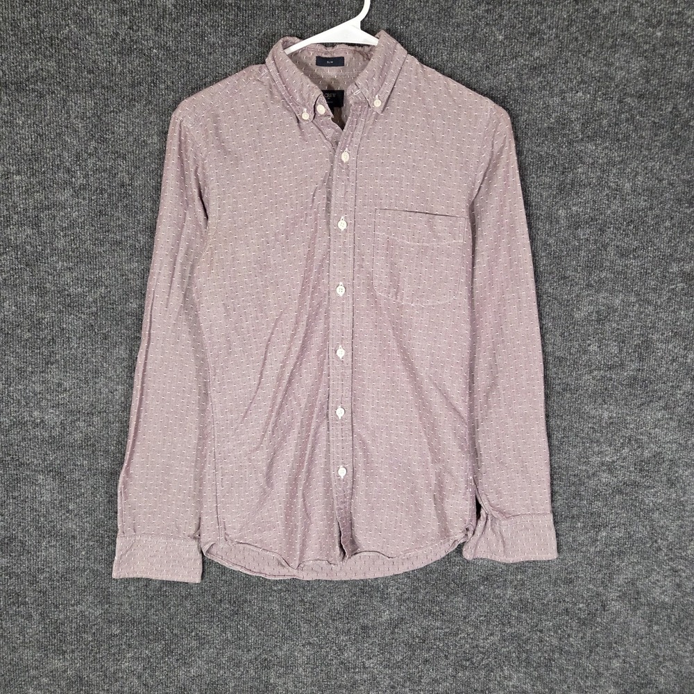 J.Crew Oxford Slim Fit Button Down Shirt Mens XS Pink White Dot Long Sleeve